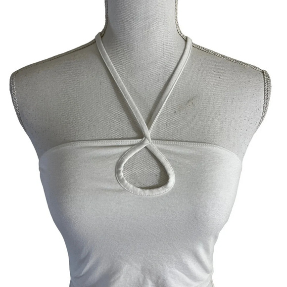 ASOS Design White Crop Top Size 4 Keyhole Neck Sleeveless Stretch Summer Casual - Picture 5 of 7